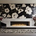 Chimenea Eléctrica con estampado floral de fondo